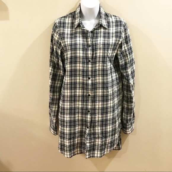 Madewell Flannel Oversized Ex Boyfriend Top Size S - Picture 2 of 12